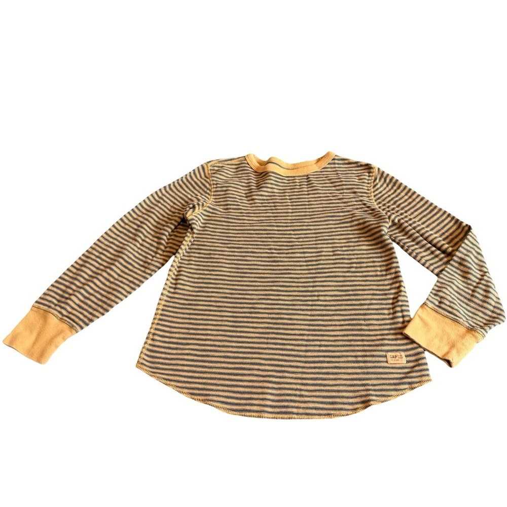 Gap Kids Yellow Grey Stripe Long Sleeve Shirt T-Shirt Top Large 10-12 Big Kid